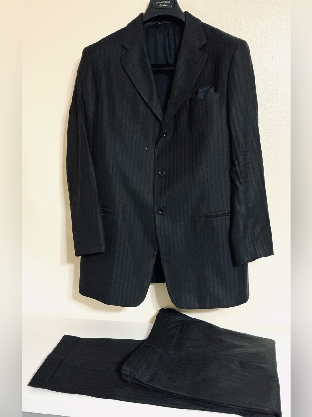 Vintage 90s ARMANI Collezioni Black Shadow Pinstripe Suit